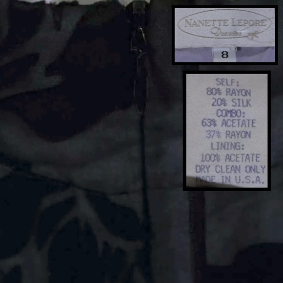NANETTE LEPORE Elegant Blk Sheer Satin Floral Gown - Picture 4 of 5